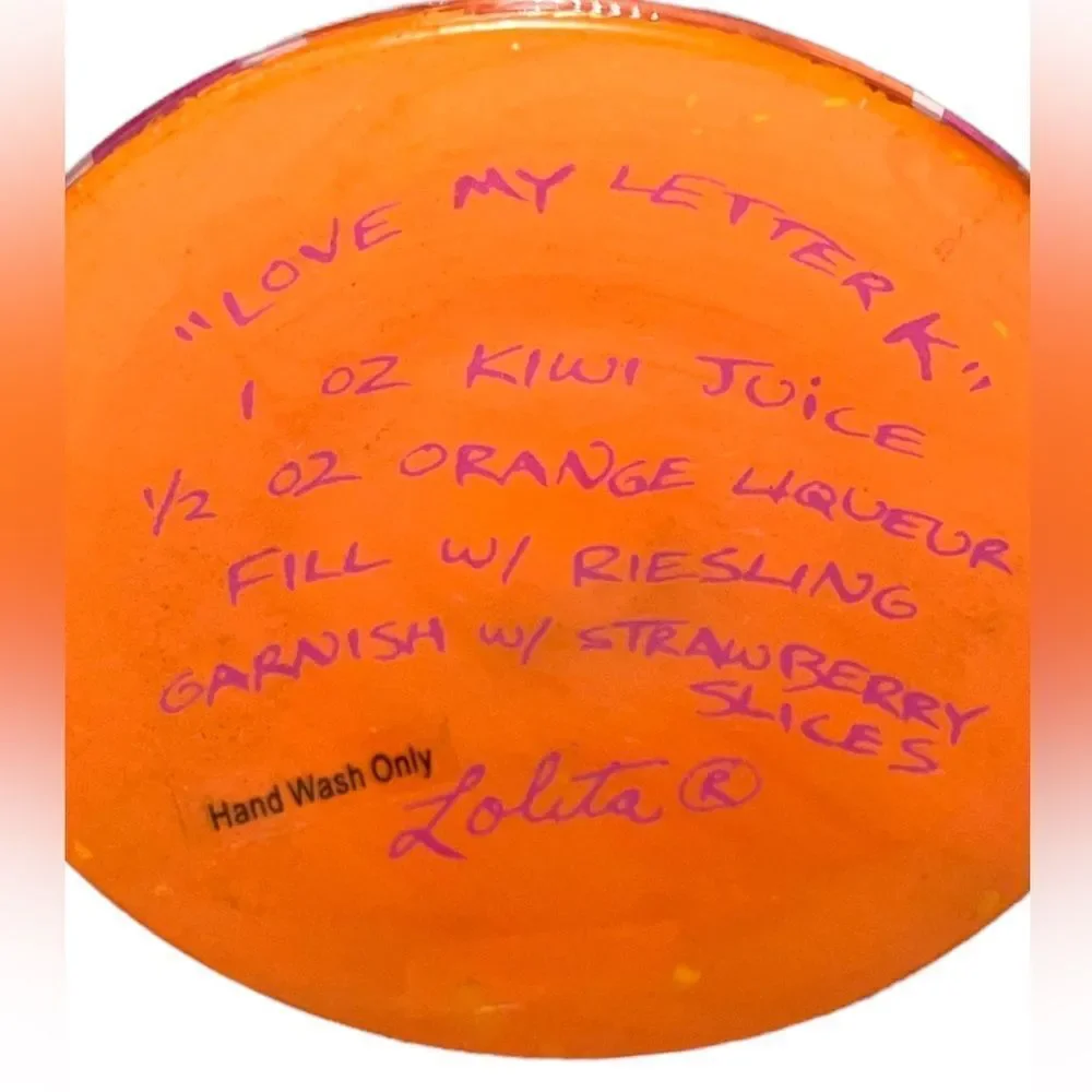 LOLITA - “I Love My Letter* Love my Wine * Hand-painted Wine Glass - “K”